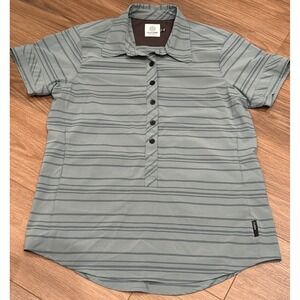 Flylow Gear Up Aster Shirt Striped Gorpcore Outdoorsy Lite Weight Size Large EUC